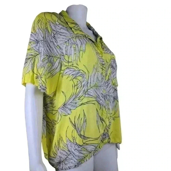 Wild Fable Plus Size XXLβNeon Yellow Hawaiian Tropical Palm Leaf Art ButtonβDown - Picture 6 of 12